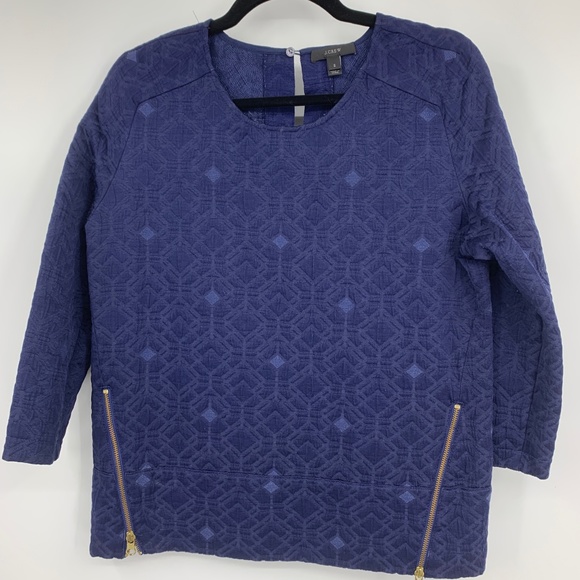 J.Crew womens 2 top blouse Matelasse Zip Vivid Ink - Picture 1 of 5